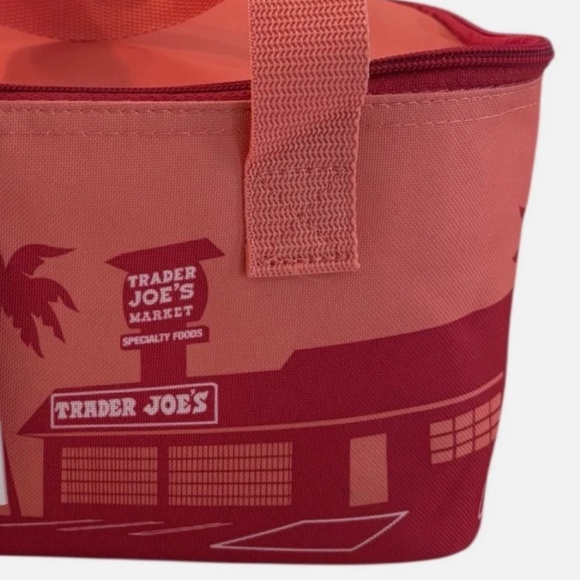 NEW Trader Joe’s Mini Peach Orange Insulated Tote Bag Lunch Box Bag Limited - Picture 6 of 6